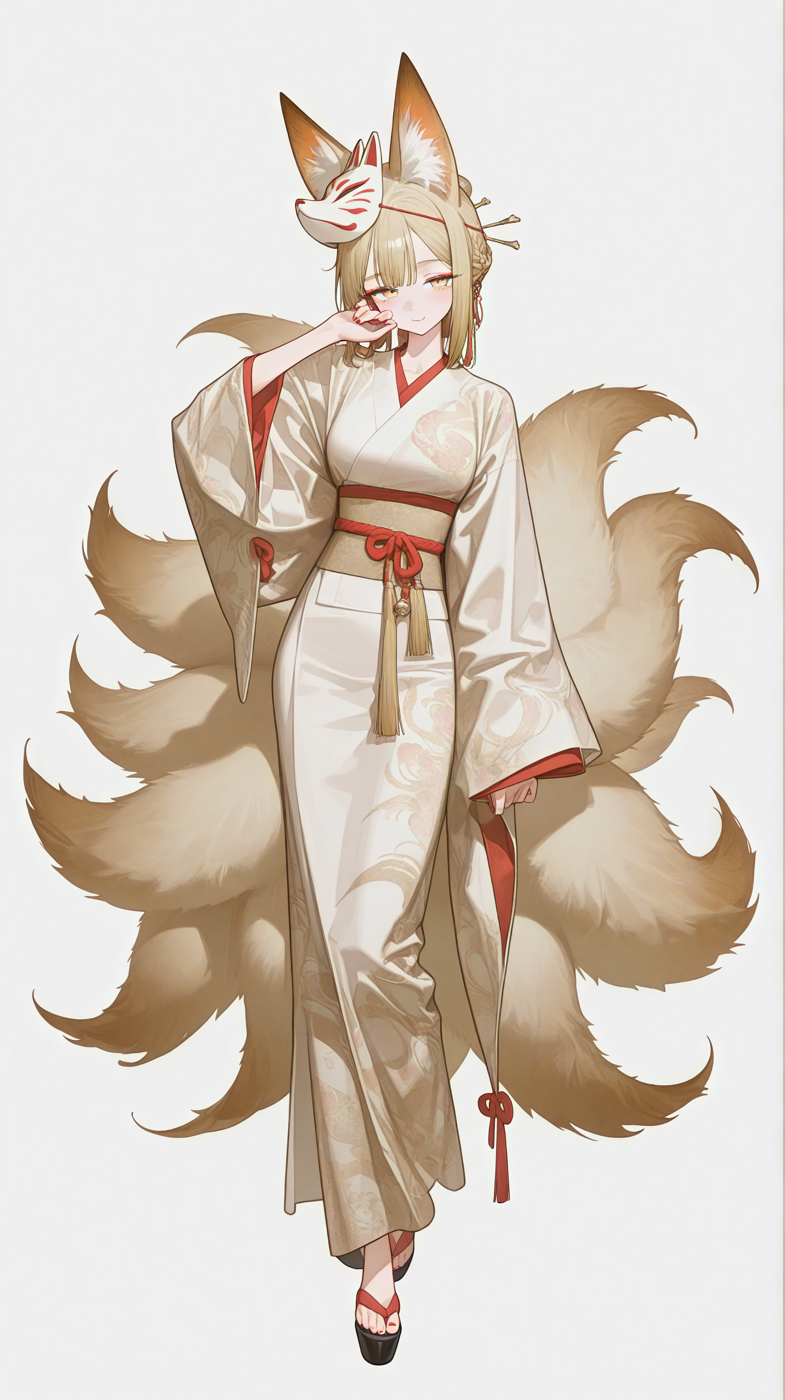 KusArt全身OC示例 - 穿着和服的动漫女孩