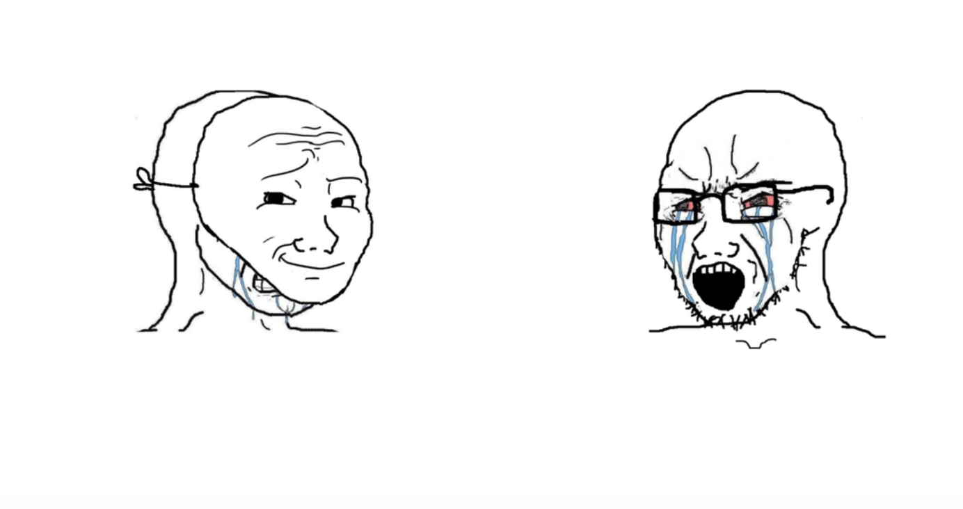눈물을 흘리는 우는 보약(Crying Wojak) 리액션 얼굴