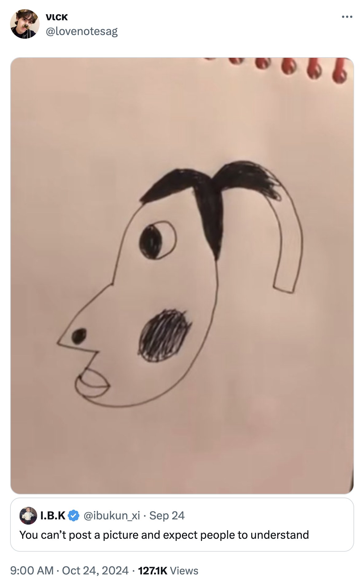 Retrato amador tosco a caneta usado como base do meme da hiperpigmentação