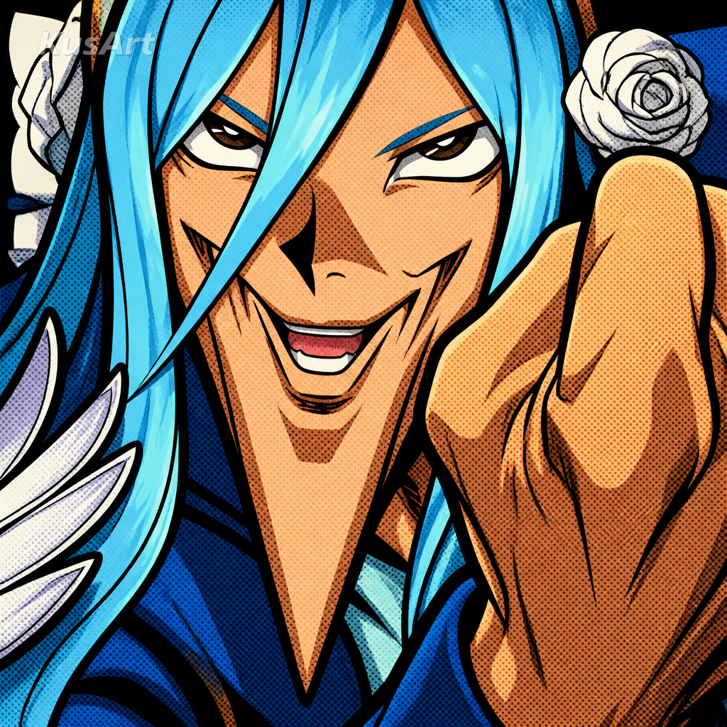 Mème du menton pointu d'anime redessiné en illustration de comic-book percutante