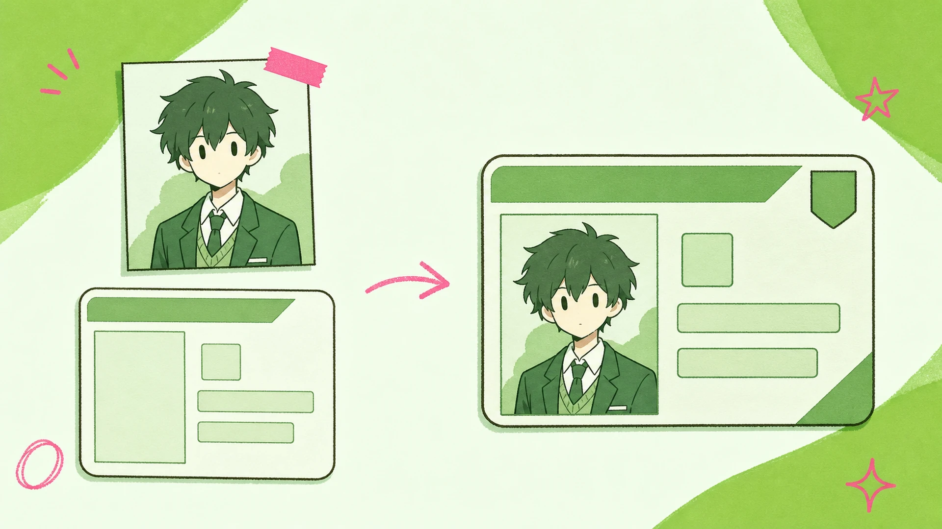 Anatomy of a character ID badge - AI Anime Student ID Card Maker