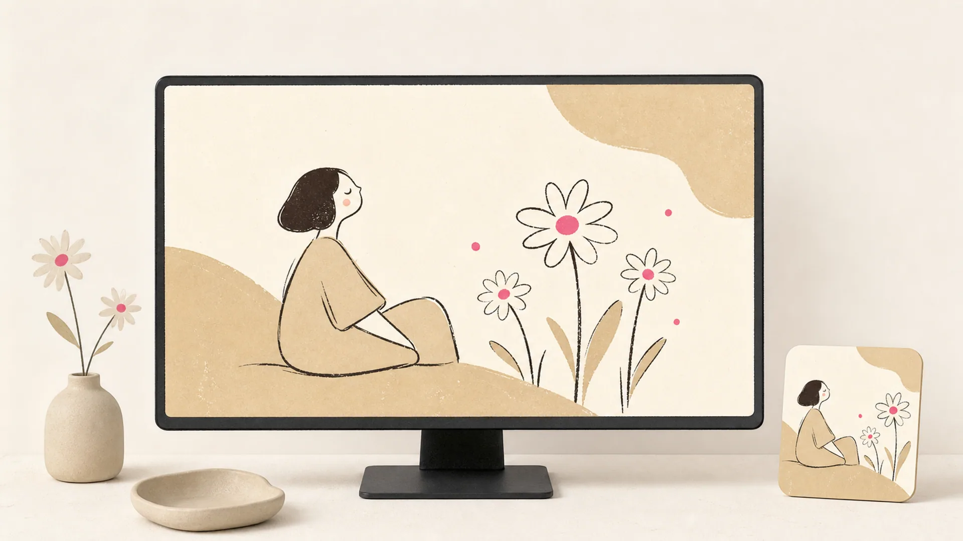 Ruhige Hintergründe und Social Art - AI Anime-Wohlfühl-Postkarten-Generator