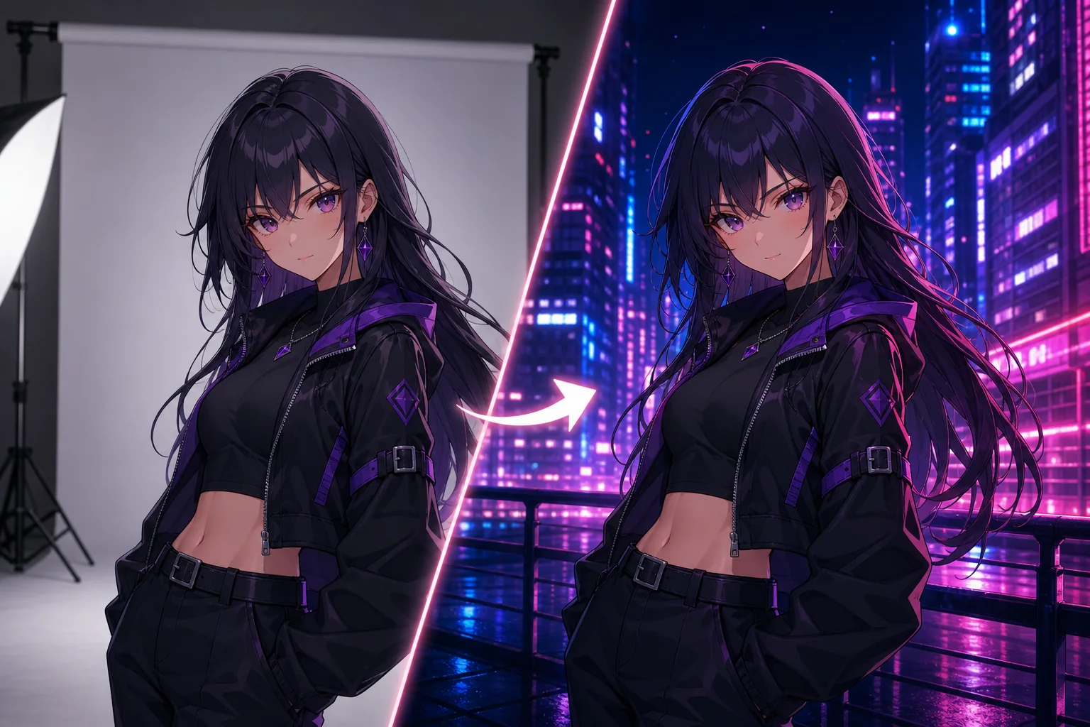 Trocador de fundo com IA: edite personagens de anime em um clique - Trocador de fundo com IA