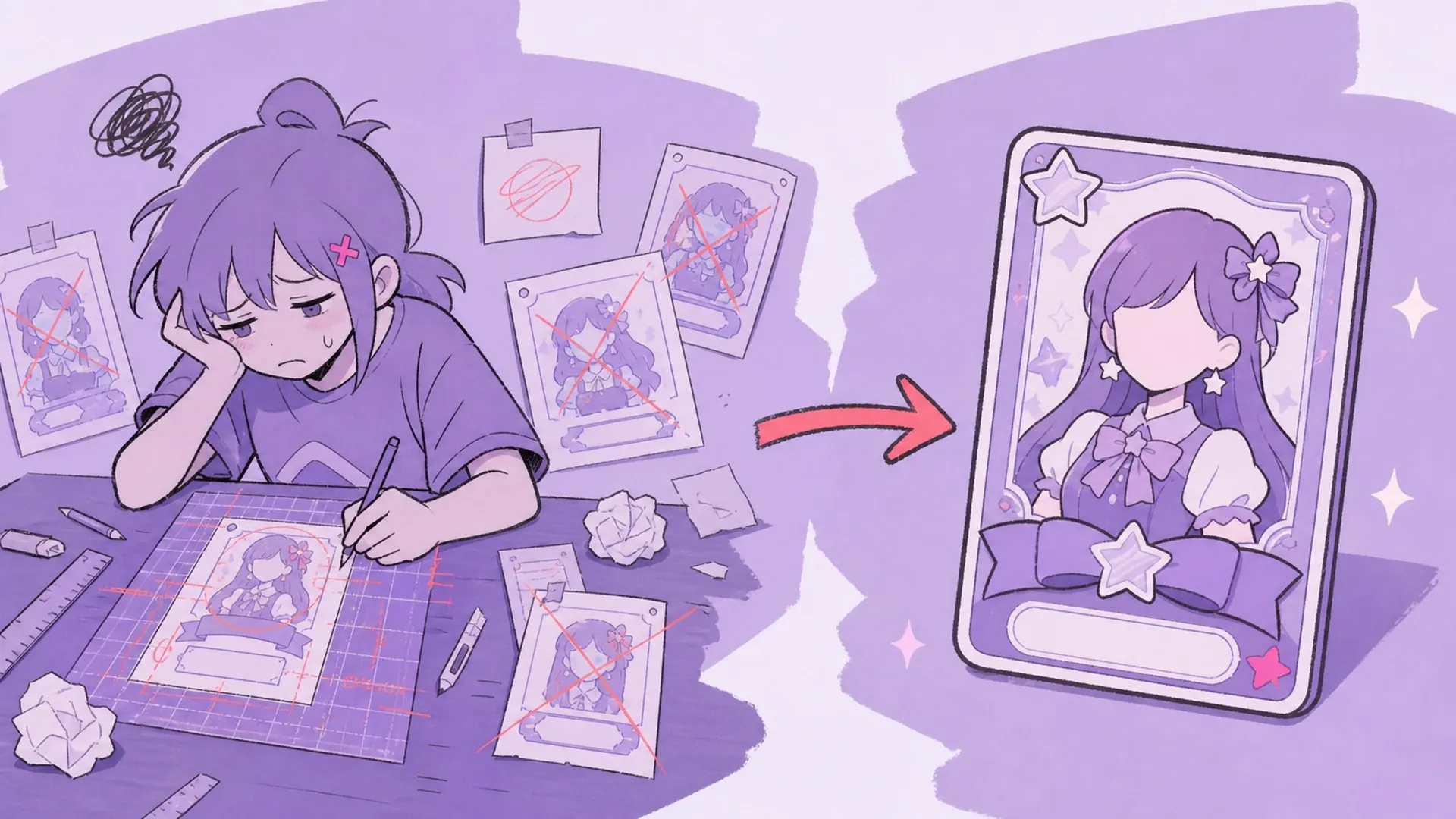 Der lästige Teil, den wir dir abnehmen - AI Idol Charakterausweis-Generator