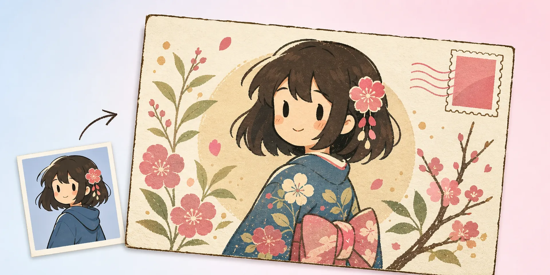 AI Japanische Wafu-Postkarten-Generator