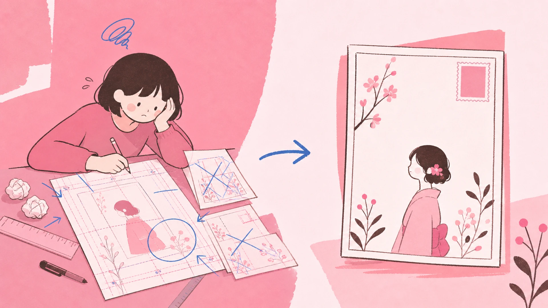 Warum Karten-Apps an deinem OC scheitern - AI Japanische Wafu-Postkarten-Generator