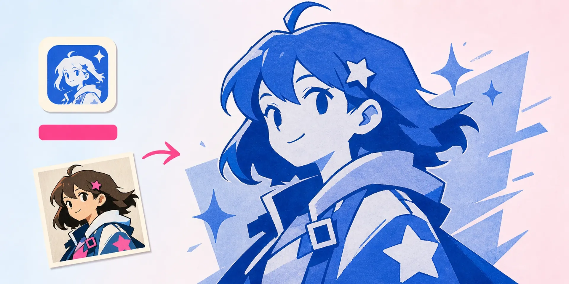 AI Blau-Monochrom Anime-Poster-Generator