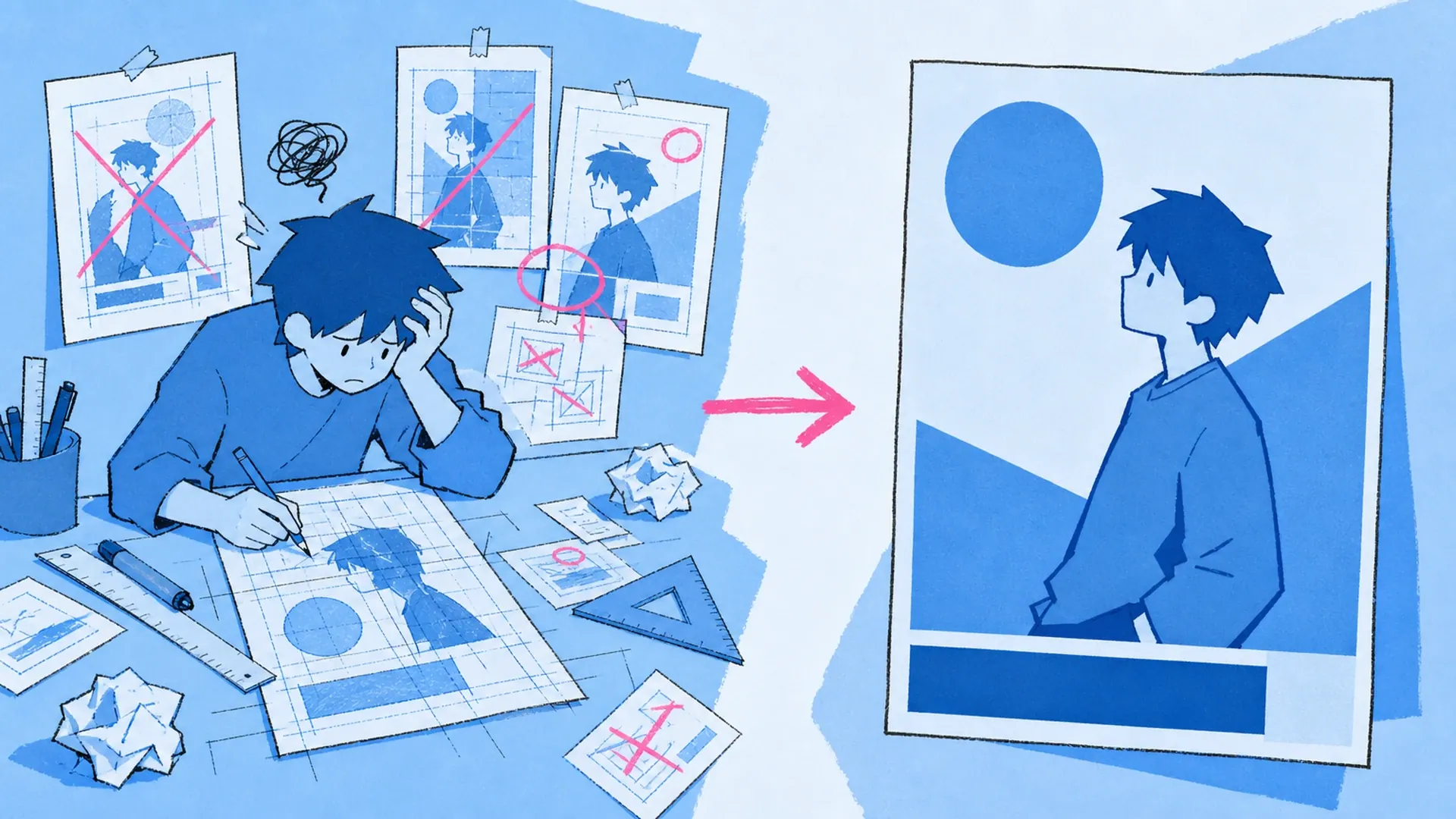 Wenn das Poster sich wehrt - AI Blau-Monochrom Anime-Poster-Generator