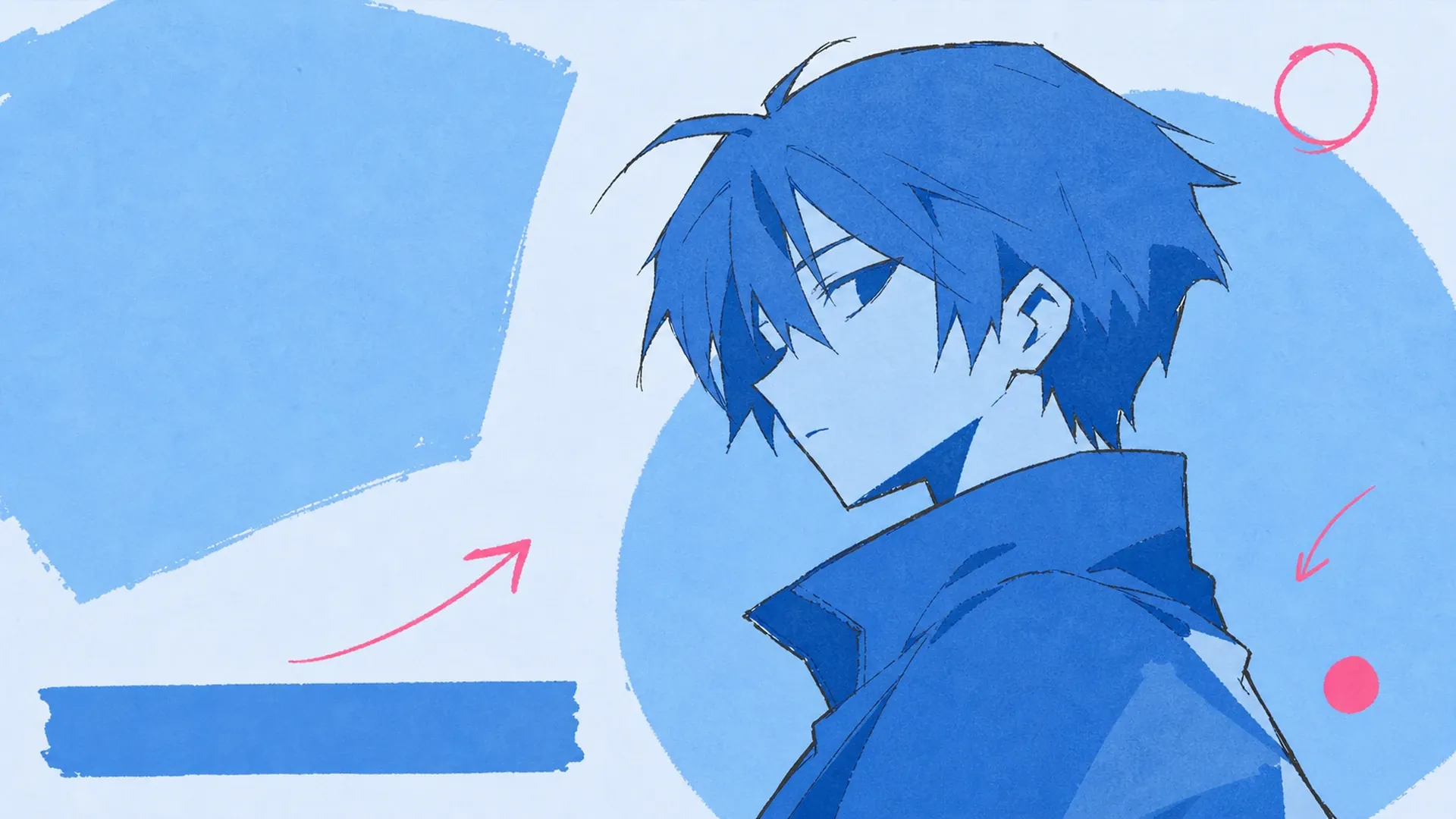 Galerie-Kunstdruck - AI Blau-Monochrom Anime-Poster-Generator