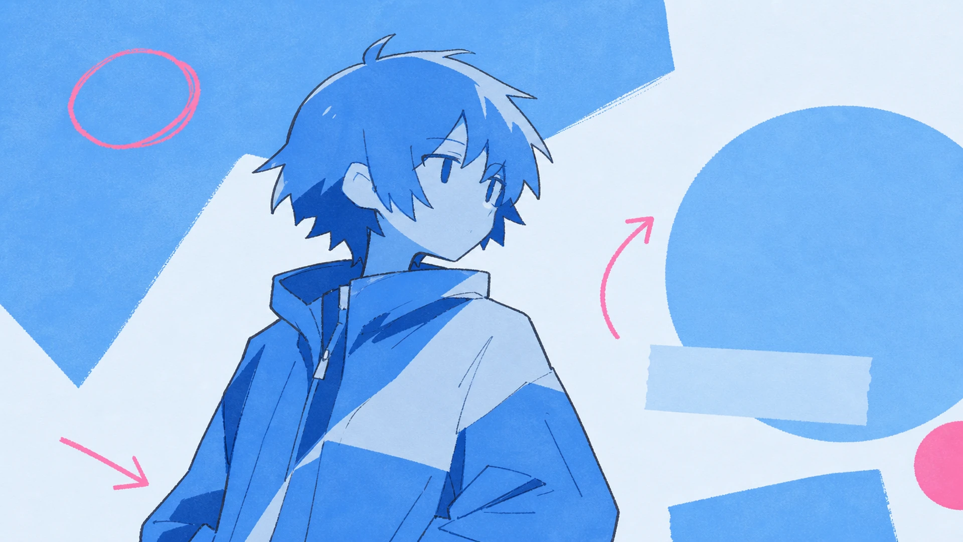 Minimalistischer Social-Post - AI Blau-Monochrom Anime-Poster-Generator