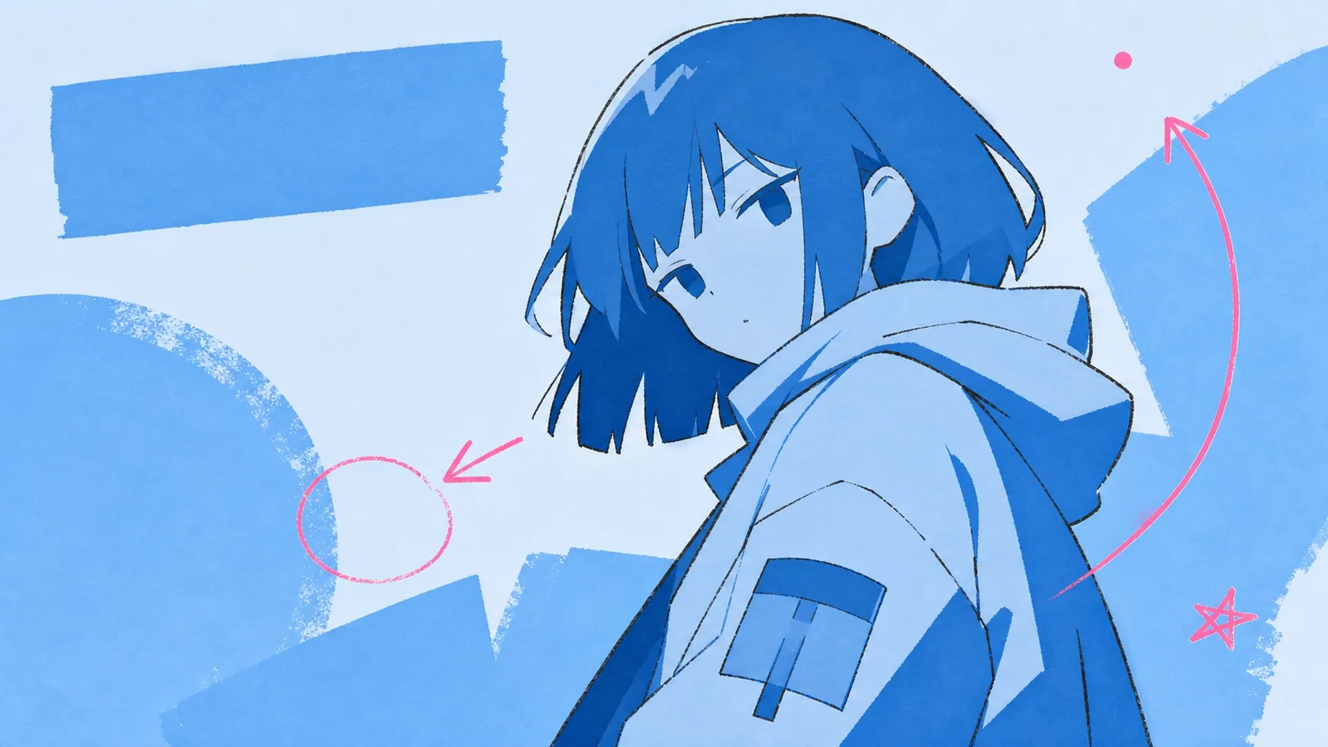 Poster im Cover-Stil - AI Blau-Monochrom Anime-Poster-Generator