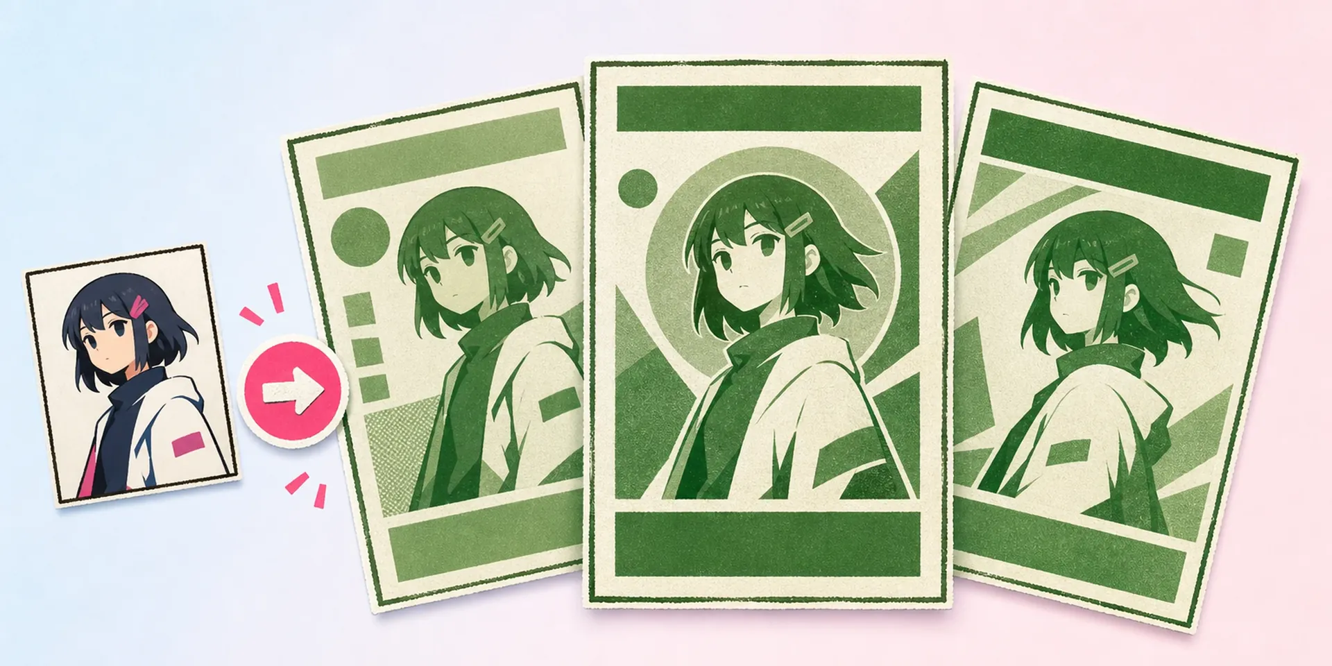 AI Grün-Monochrom Anime-Poster-Generator