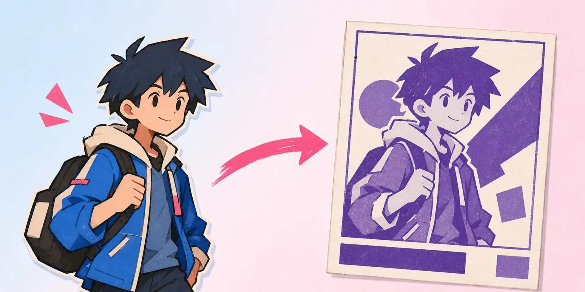AI Lila-Monochrom Anime-Poster-Generator