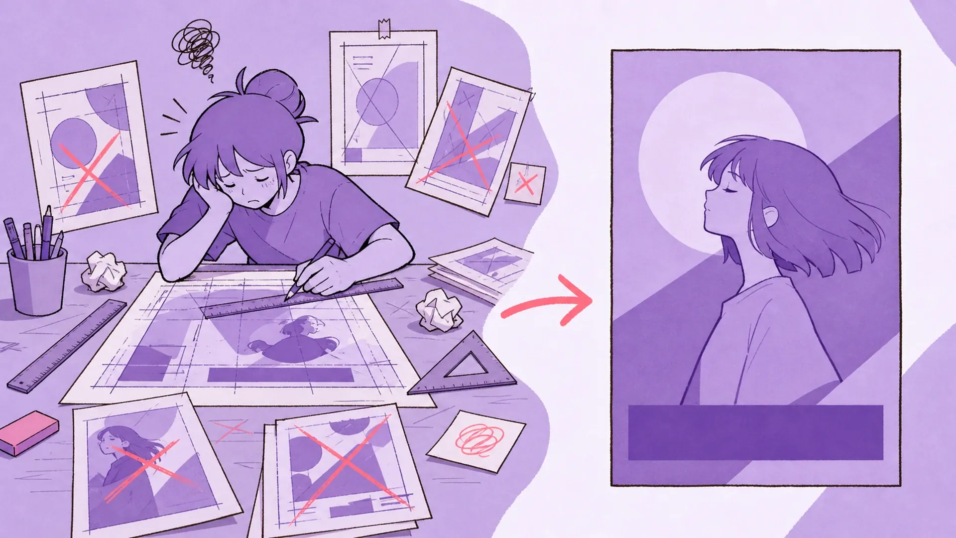 Wenn deine Kunst nicht still sitzen will - AI Lila-Monochrom Anime-Poster-Generator